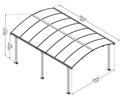 Hliníkový přístřešek na auto s obloukovou střechou PALRAM ARCADIA 5000